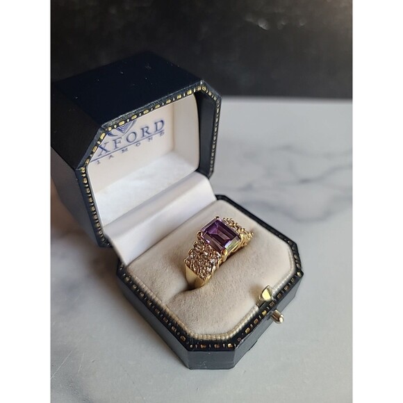 ESPO 14KTGE Prong Set Rhinestone Cocktail Ring Vintage Size US 9 - Picture 8 of 10